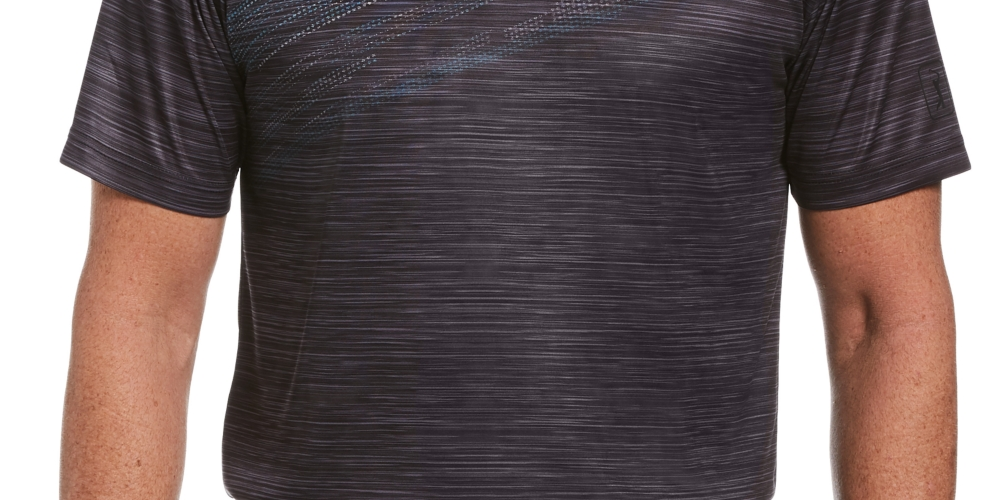 Camisa polo texturizada masculina PGA Tour, preta, tamanho médio