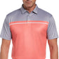 Camisas polo de golfe masculinas Birdseye Colorblocked da PGA Tour, rosa, tamanho médio