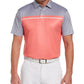 Camisas polo de golfe masculinas Birdseye Colorblocked da PGA Tour, rosa, tamanho médio