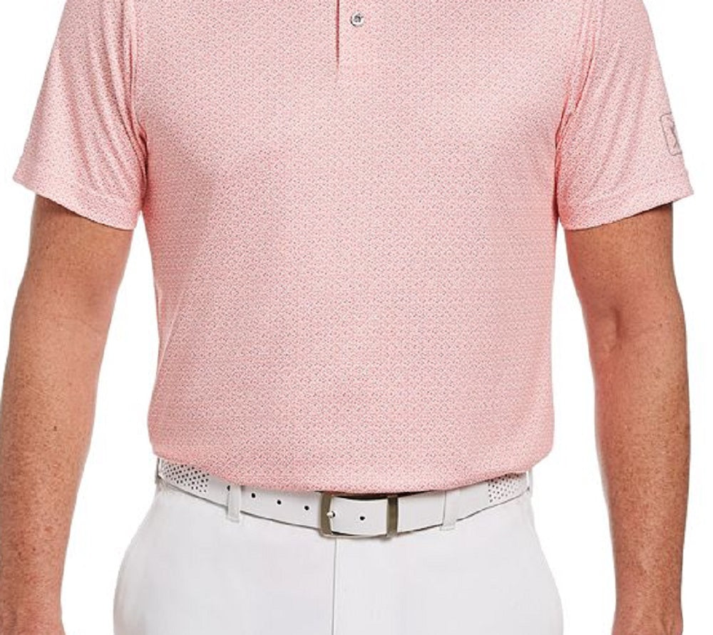 Camisa polo masculina com estampa de mosaico PGA Tour rosa tamanho extragrande