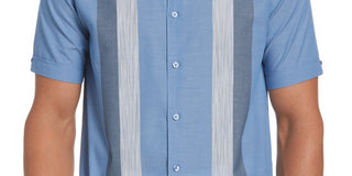 Camisa Cubavera Masculina Ecoselect com Painéis Azul Tamanho Grande
