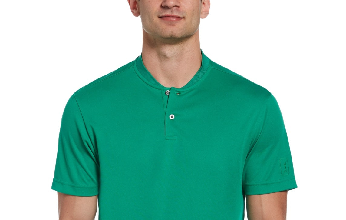 Camisa polo masculina com gola alta do PGA Tour, verde, tamanho pequeno