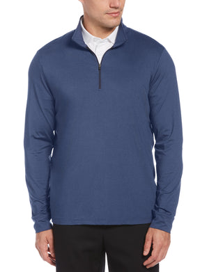 PGA Tour Masculino Sun Shade Stretch Quarto Zip Golfe Listrado Pulôver Azul Tamanho Pequeno