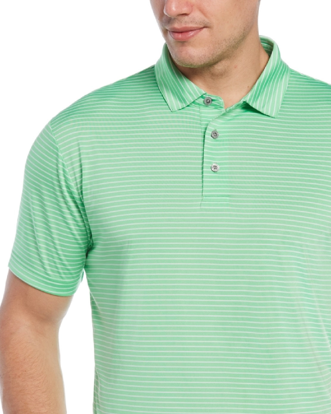 Camisa polo de golfe masculina com listras Feeder Stripe Performance da PGA Tour, verde, tamanho pequeno