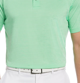 Camisa polo de golfe masculina com listras Feeder Stripe Performance da PGA Tour, verde, tamanho pequeno