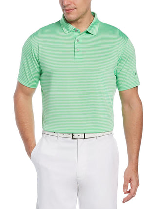 Camisa polo de golfe masculina com listras Feeder Stripe Performance da PGA Tour, verde, tamanho extragrande