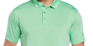 Camisa polo de golfe masculina com listras Feeder Stripe Performance da PGA Tour, verde, tamanho extragrande