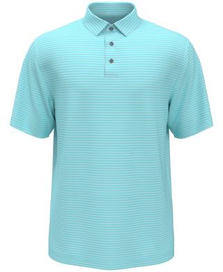 Camisa polo de golfe masculina PGA Tour Feeder Stripe Performance, azul, tamanho pequeno