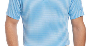 Camisa polo de golfe masculina PGA Tour Feeder Stripe Performance, azul, tamanho extragrande