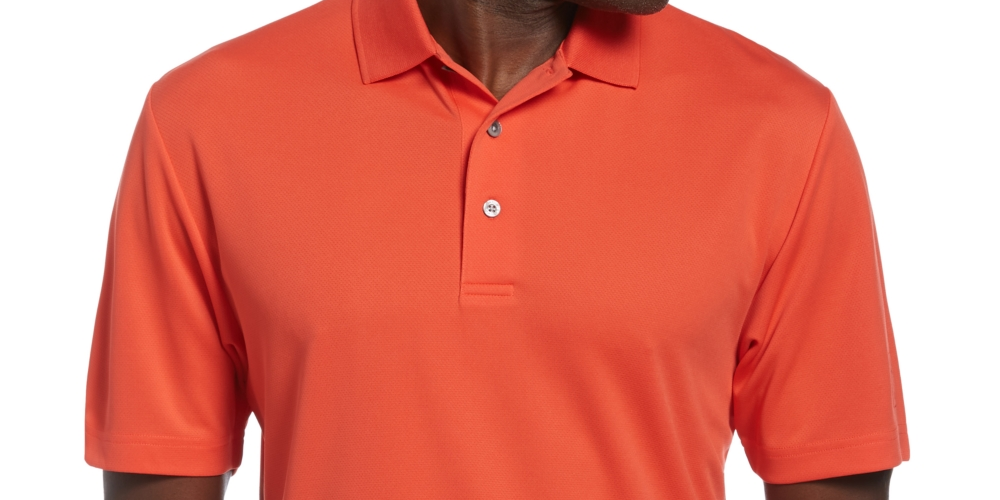 Camisa polo de golfe masculina Airflux Mesh Performance da PGA Tour, vermelha, tamanho médio