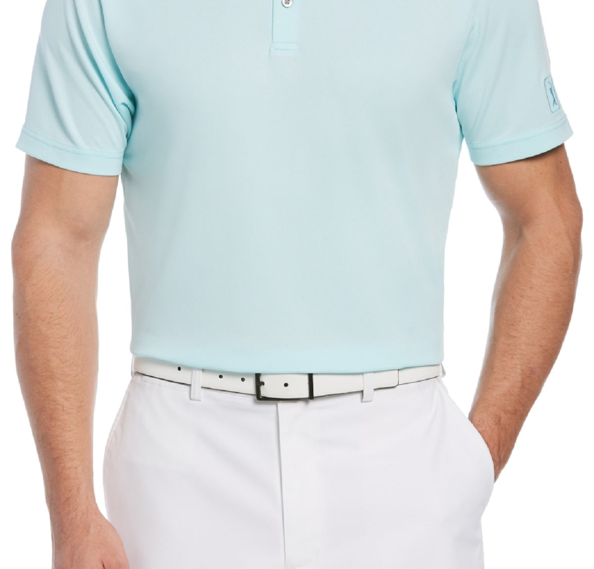 Camisa polo masculina com gola alta do PGA Tour, azul, tamanho extragrande