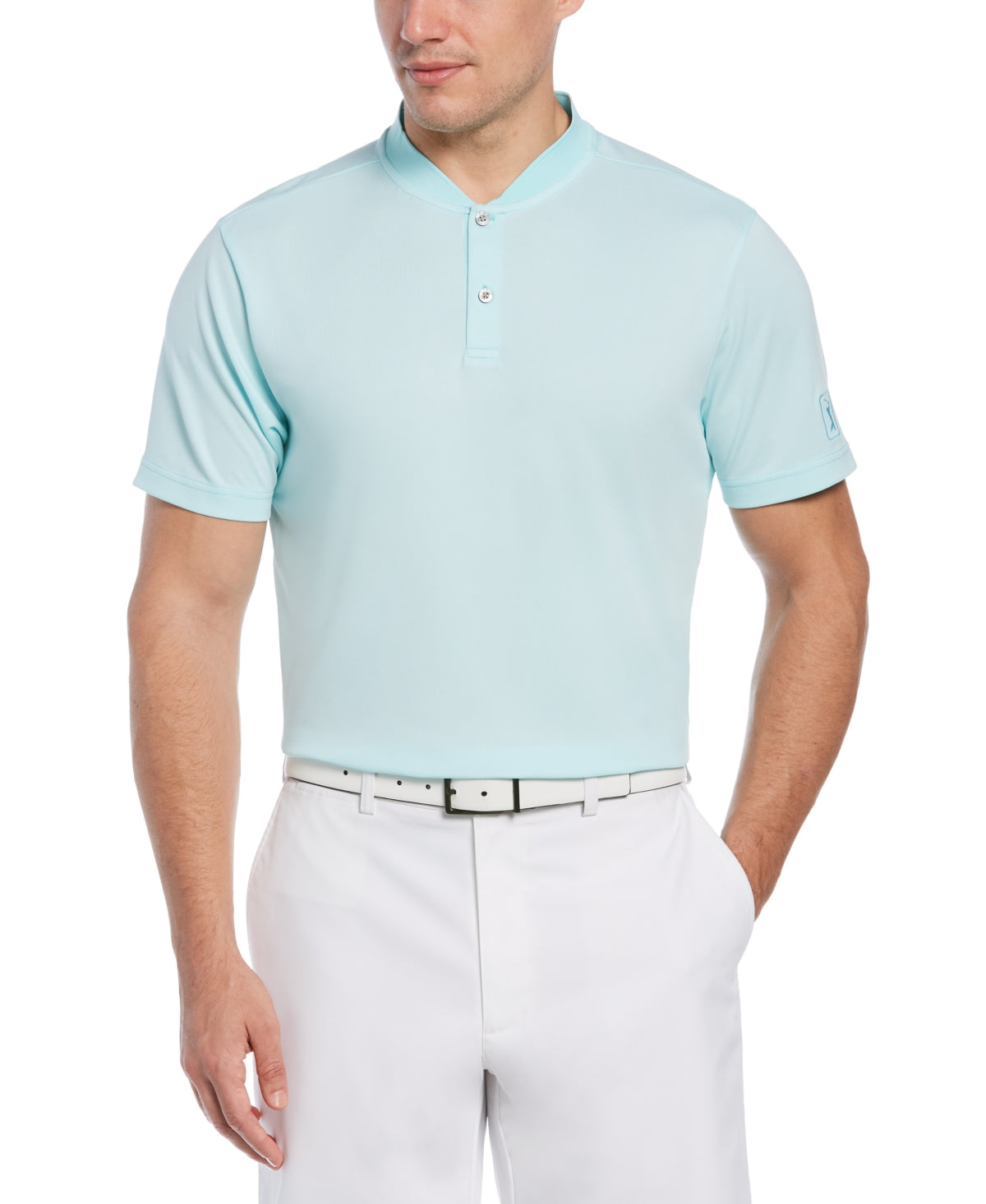 Camisa polo masculina com gola alta do PGA Tour, azul, tamanho extragrande