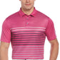 Camisa polo masculina listrada contrastante PGA Tour rosa tamanho médio