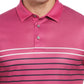 Camisa polo masculina listrada contrastante PGA Tour rosa tamanho médio