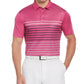 Camisa polo masculina listrada contrastante PGA Tour rosa tamanho médio