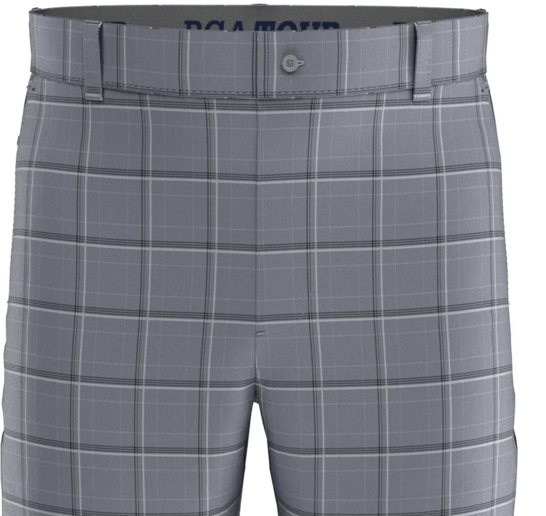 Shorts xadrez com estampa Roadmap masculino do PGA Tour, cinza, tamanho 40