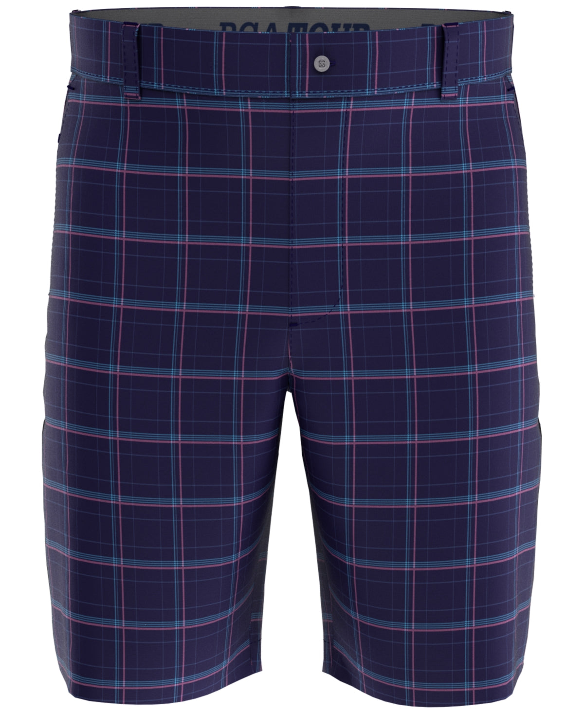 Shorts xadrez estampado Roadmap masculino do PGA Tour, azul, tamanho 40