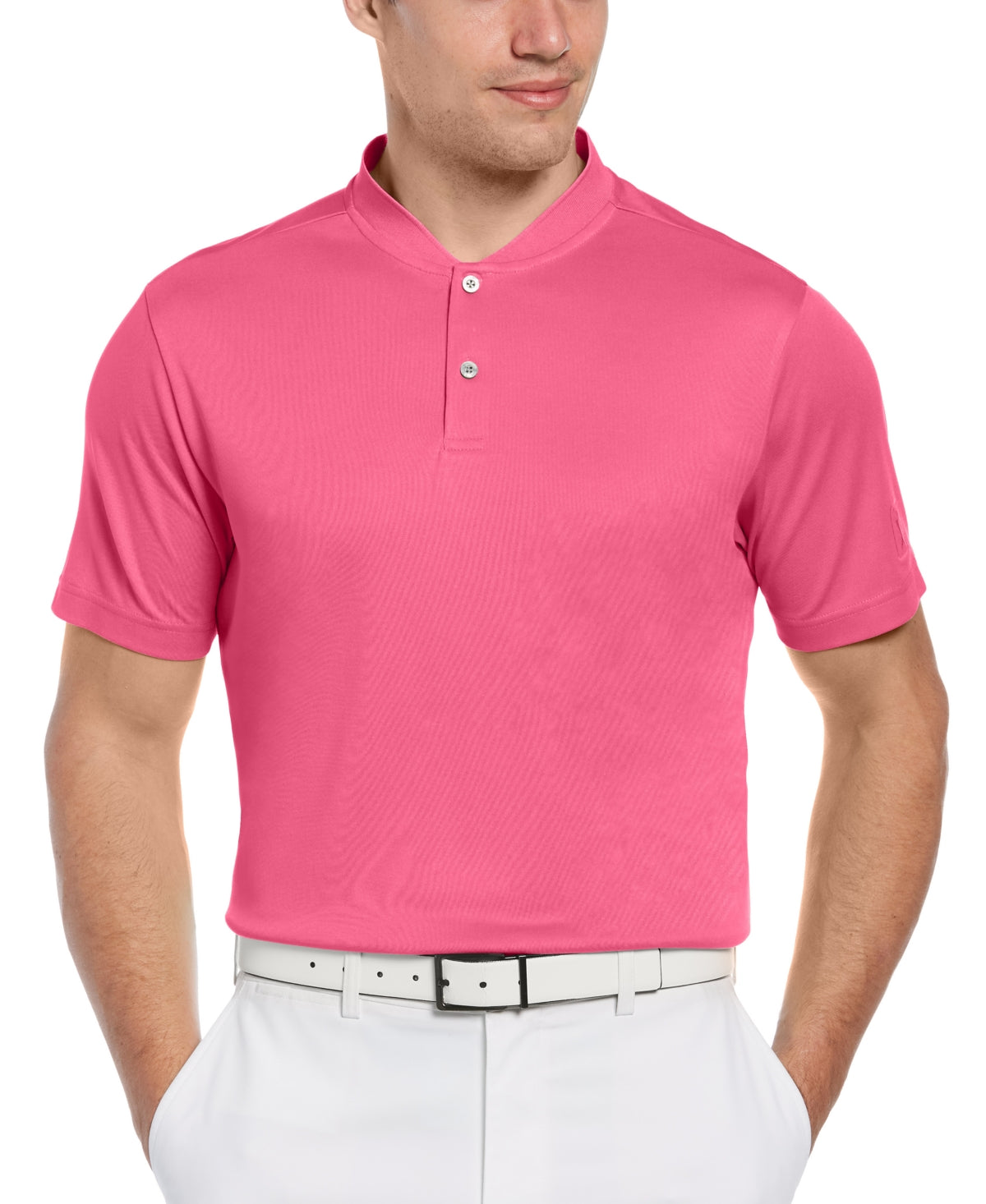 Camisa polo masculina com gola alta do PGA Tour, rosa, tamanho GG