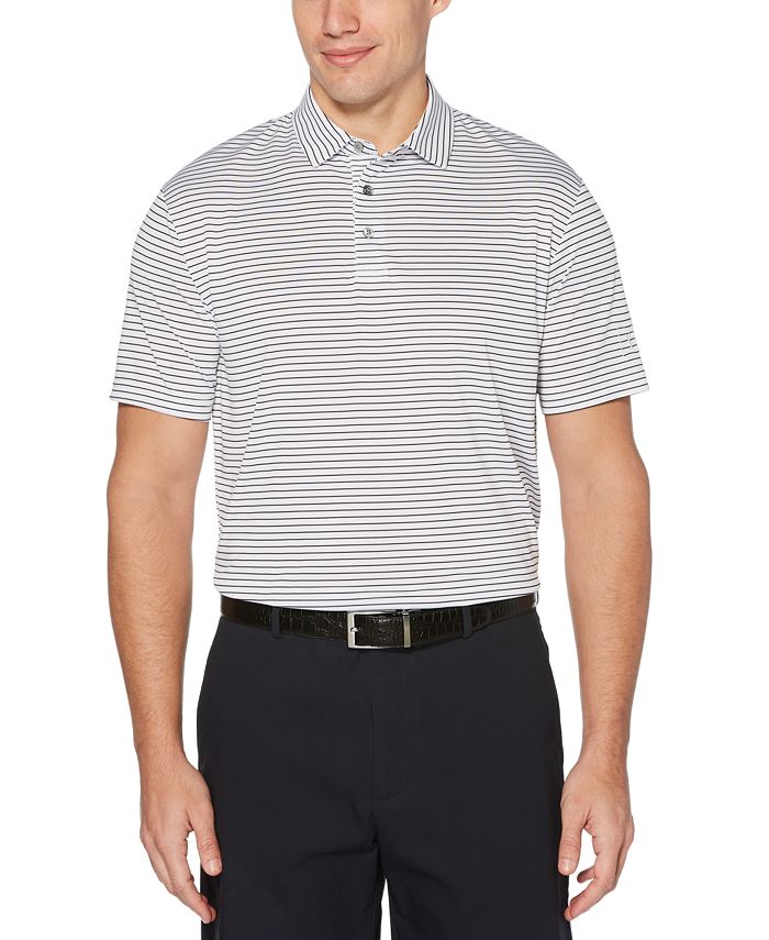 Camisa polo de golfe masculina PGA Tour Feeder Stripe Performance, branca, tamanho XX-G