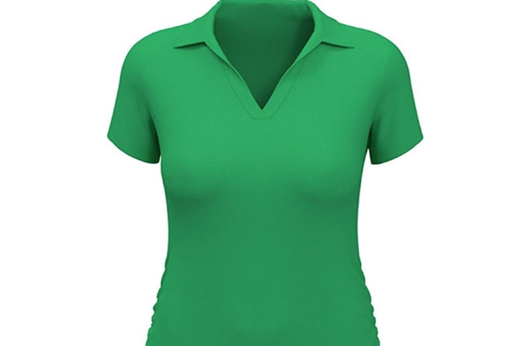 Camisa polo de golfe feminina Airflux de manga curta PGA Tour, verde, tamanho X-S