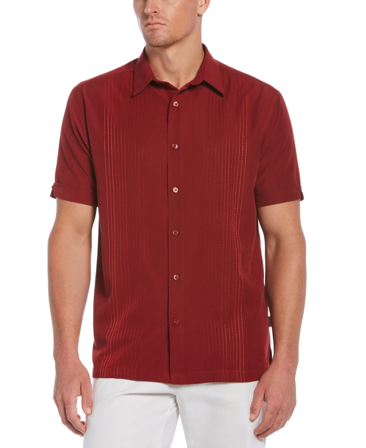 Camisa listrada ombré masculina Cubavera vermelha tamanho médio