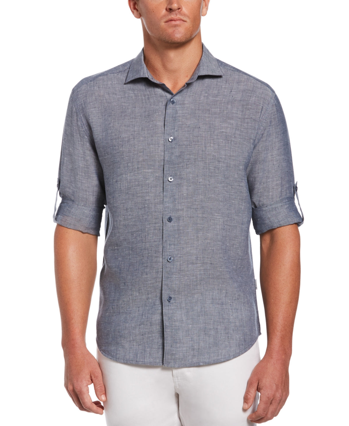 Camisa masculina antirrugas Cubavera Travelselect azul tamanho pequeno