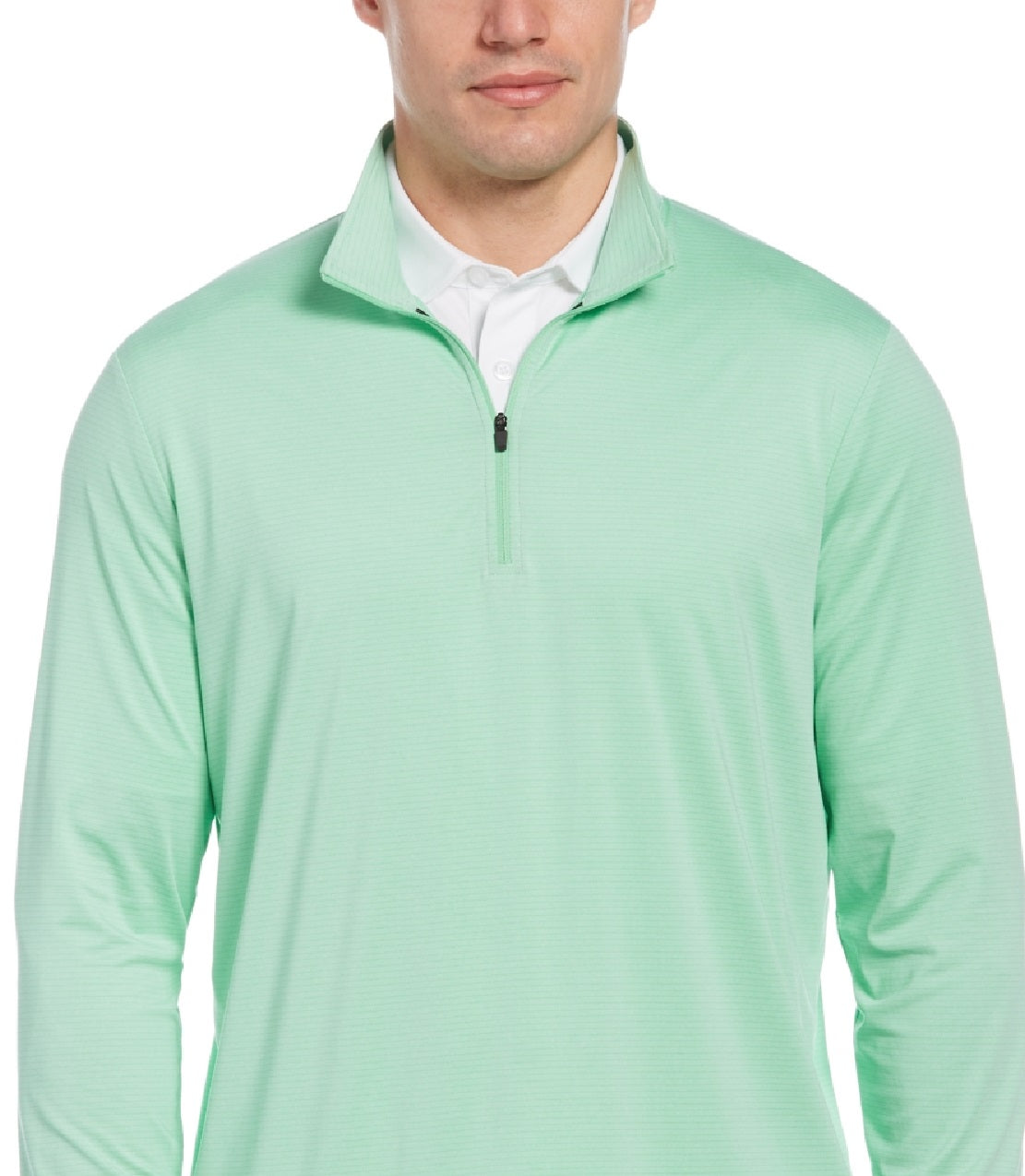 PGA Tour Masculino Sun Shade Stretch Quarter Zip Golf Listrado Pulôver Verde Tamanho Médio