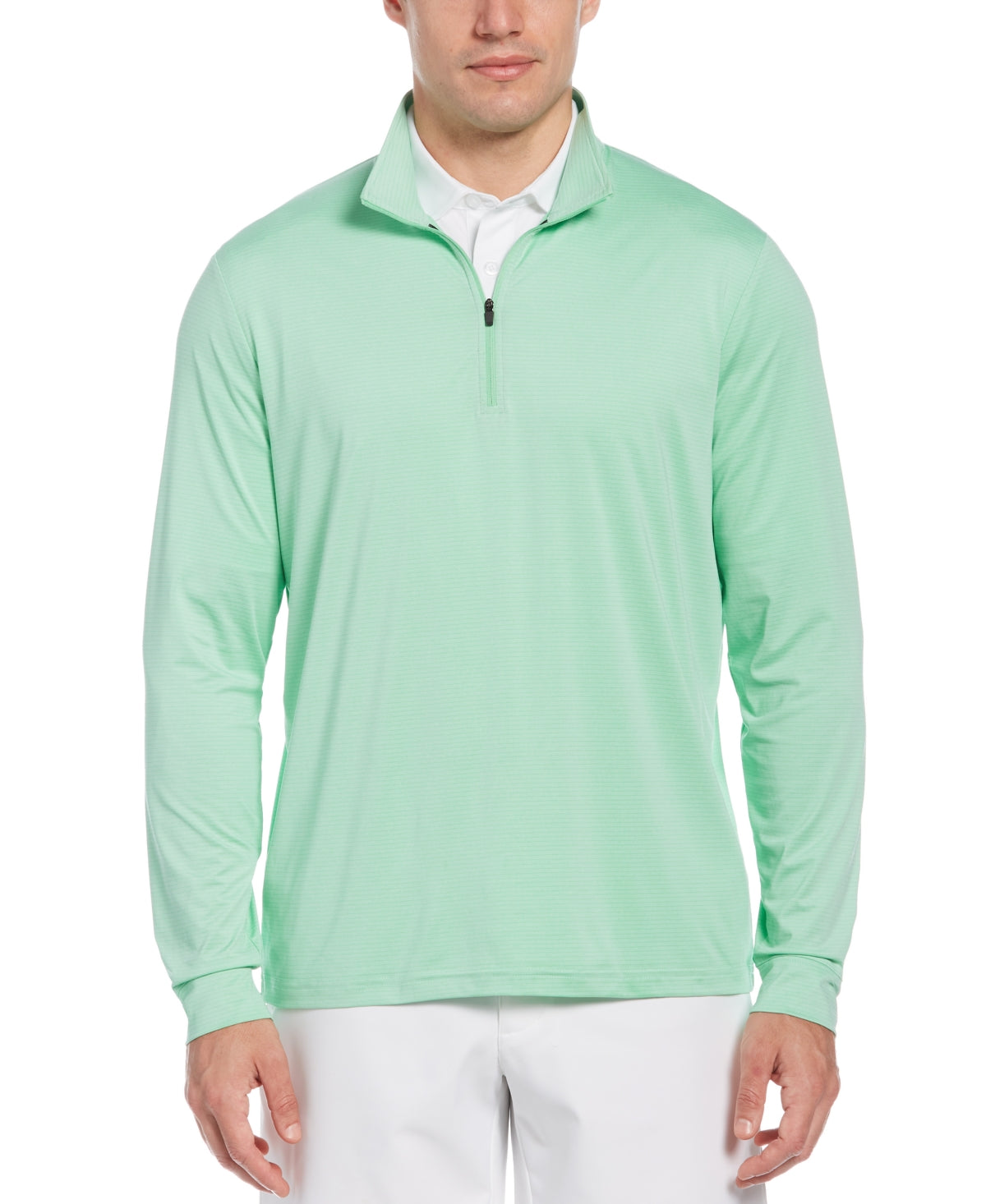 PGA Tour Masculino Sun Shade Stretch Quarter Zip Golf Listrado Pulôver Verde Tamanho Grande