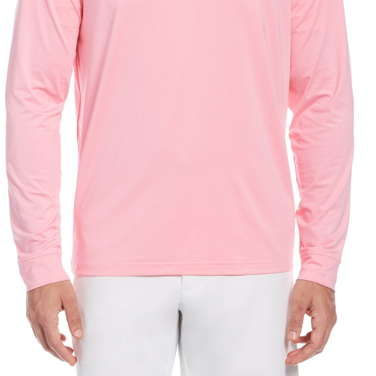 PGA Tour Masculino Sun Shade Stretch com zíper de um quarto Golfe Listrado Pulôver Rosa Tamanho G