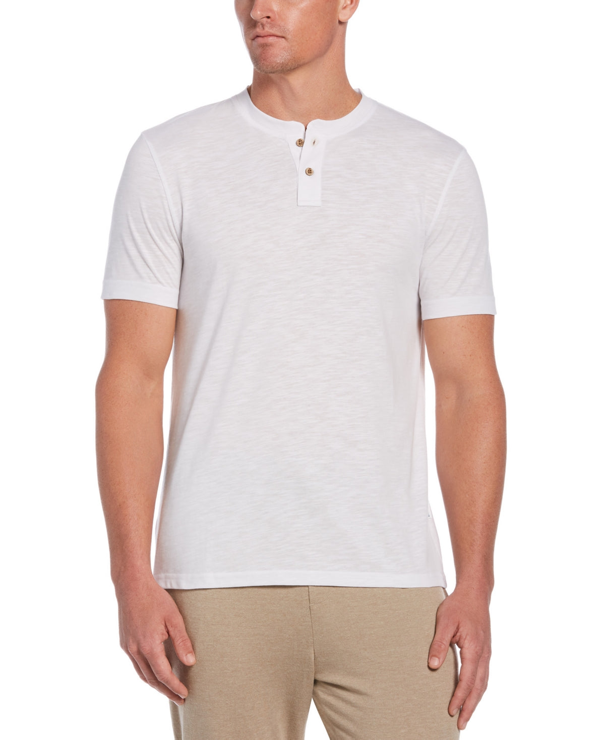 Camiseta masculina Slub Henley Cubavera, branca, tamanho médio