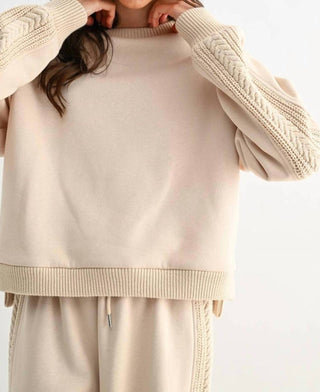 Camellia - Cable Knit Trim Oversized Lounge Set