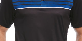 Camisa polo de golfe masculina com estampa geométrica e ajuste atlético PGA Tour, preta, tamanho pequeno