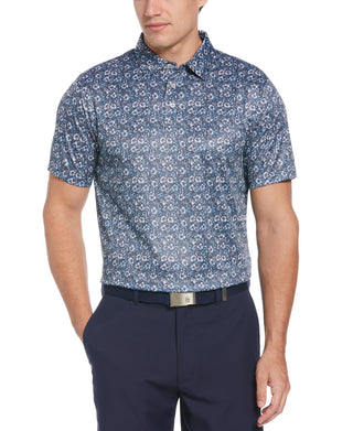 Camisa polo de golfe com estampa floral para férias masculina PGA TOUR, azul, tamanho extragrande