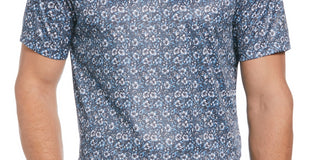 Camisa polo de golfe com estampa floral para férias masculina PGA TOUR, azul, tamanho extragrande