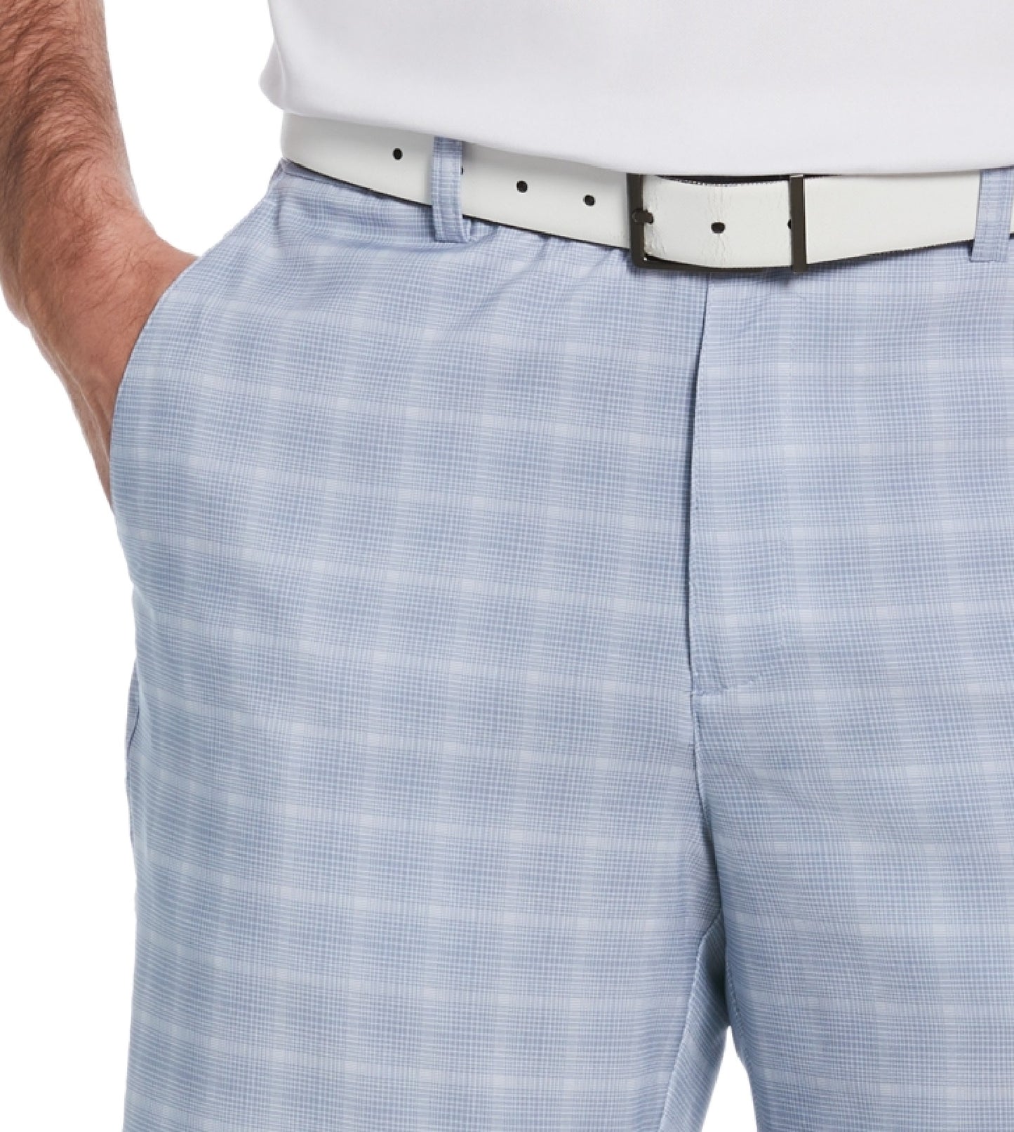 Shorts de golfe masculino com estampa xadrez PGA Tour, cinza, tamanho 32