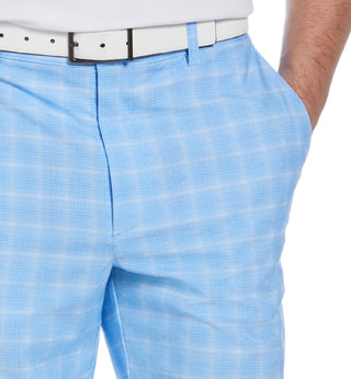 Shorts de golfe masculino com estampa xadrez PGA Tour, azul, tamanho 40