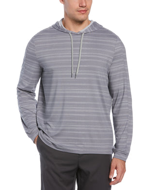 PGA Tour Moletom com capuz de golfe com listras texturizadas masculinas, cinza, tamanho médio
