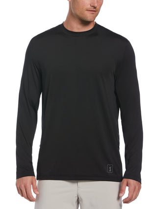 Camisa de golfe masculina com proteção solar e mídia mista PGA Tour, preta, tamanho extragrande