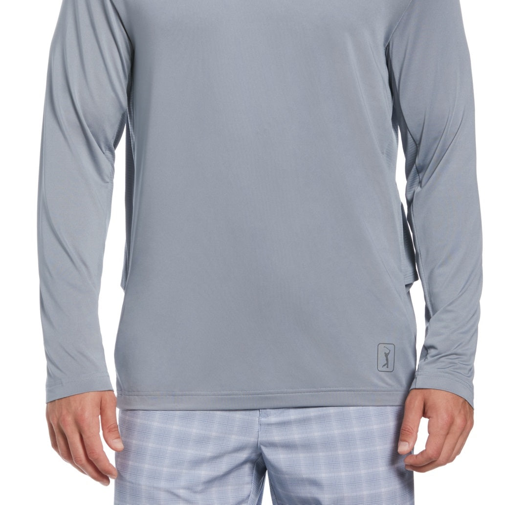 Camisa de golfe masculina com proteção solar e mídia mista PGA Tour, cinza, tamanho extragrande