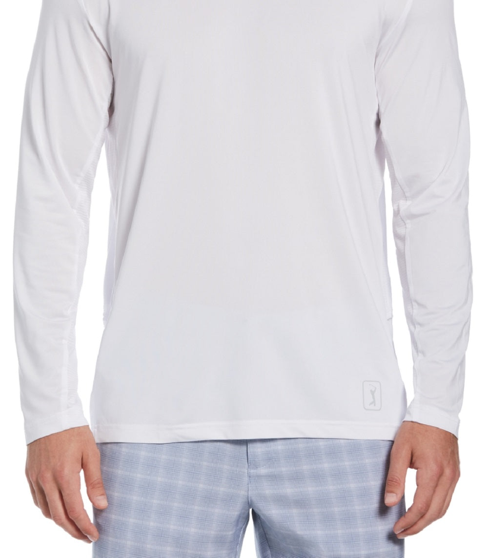 Camisa de golfe masculina com proteção solar e mídia mista PGA Tour, branca, tamanho médio