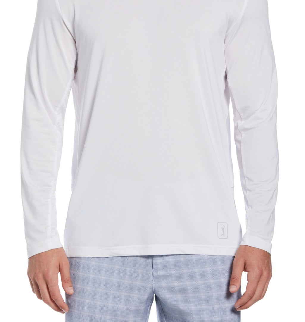 Camisa de golfe masculina com proteção solar e mídia mista PGA Tour, branca, tamanho grande