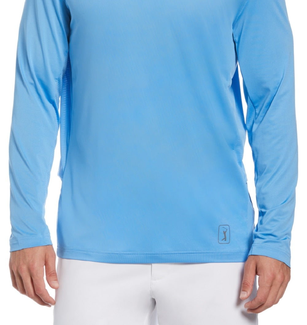 Camisa de golfe masculina com proteção solar e mídia mista PGA Tour, azul, tamanho extragrande