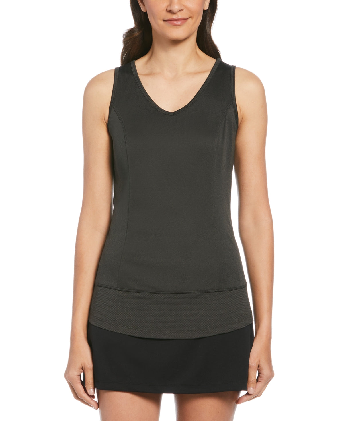 Camiseta regata feminina de malha nas costas, preta, tamanho médio, PGA Tour