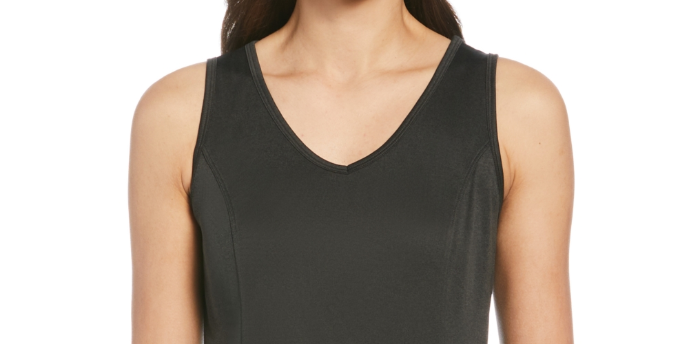 Camiseta regata feminina de malha nas costas, preta, tamanho médio, PGA Tour