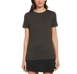 Camiseta feminina PGA Tour com recorte, preta, tamanho médio