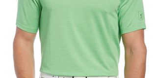 Camisa polo de golfe com textura de tinta espacial masculina PGA Tour, verde, tamanho grande