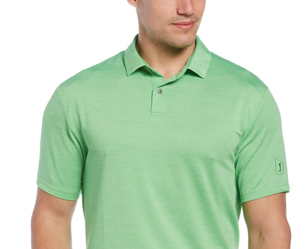 Camisa polo de golfe com textura de tinta espacial masculina PGA Tour, verde, tamanho extragrande