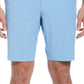 Shorts de golfe texturizados horizontais com frente plana elástica masculina PGA Tour, azul, tamanho 34