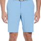 Shorts de golfe texturizados horizontais com frente plana elástica masculina PGA Tour, azul, tamanho 34
