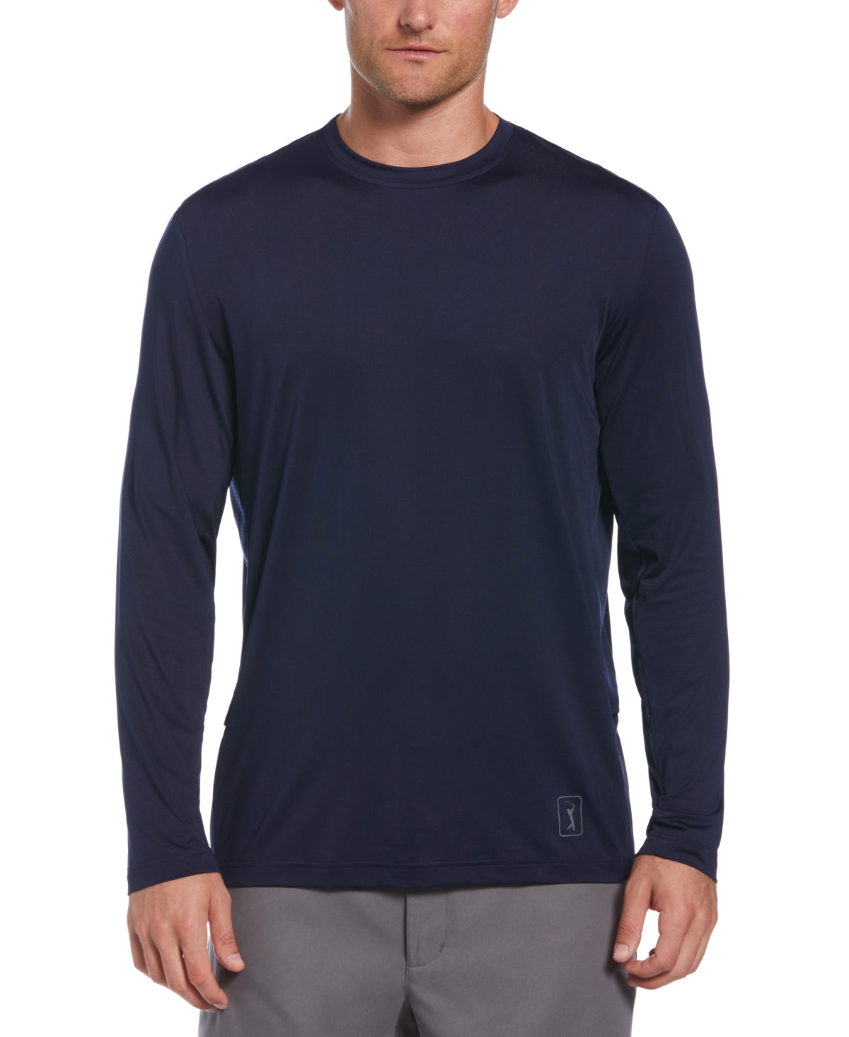 Camisa de golfe masculina com proteção solar e mídia mista PGA Tour, azul, tamanho médio